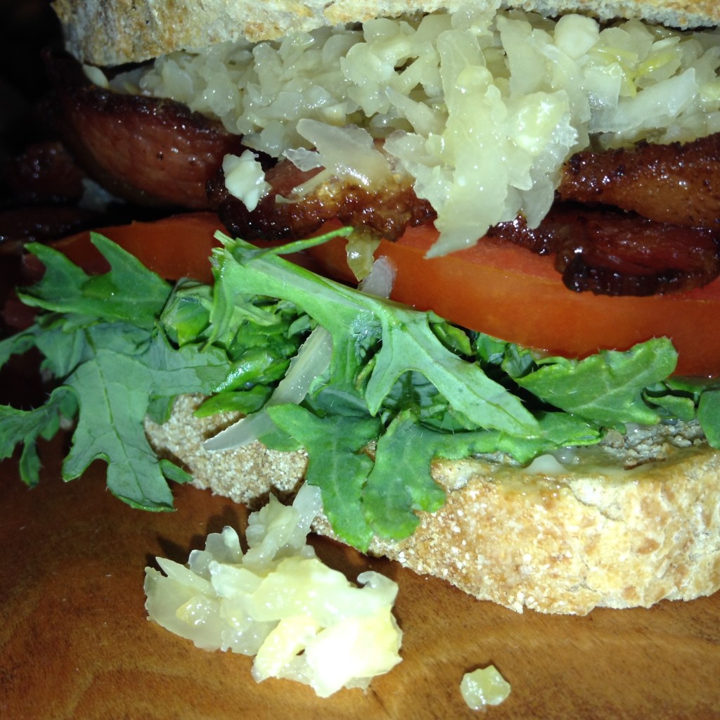 sourdough BLT with sauerkraut